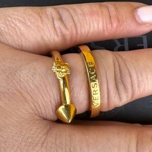 Versace Gold Medusa Double Band Ring Size 17